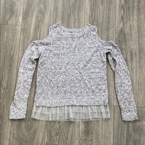 Abercrombie Kids - Grey & White Sweater with Ruffle Hem - Size 11/12